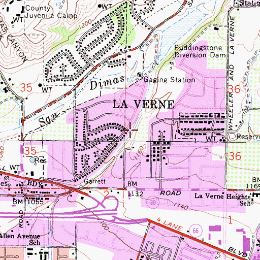 Topographic Map of Los Encinos Park, CA