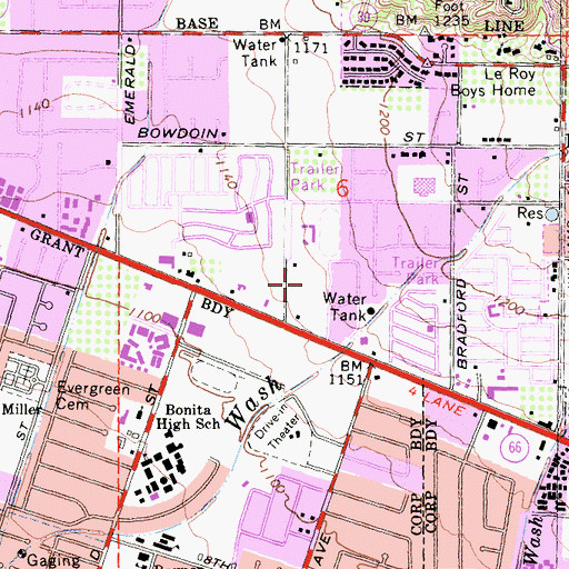 Topographic Map of Lutheran High School, CA