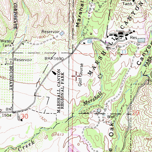 Topographic Map of Marshall Canyon Golf Course, CA