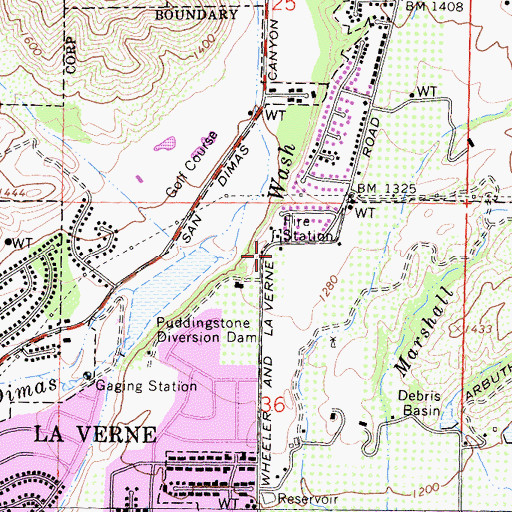 Topographic Map of Mills Park, CA