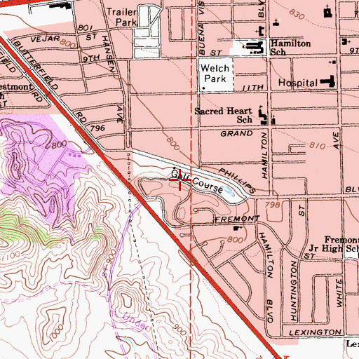Topographic Map of Palm Lake Golf Course, CA