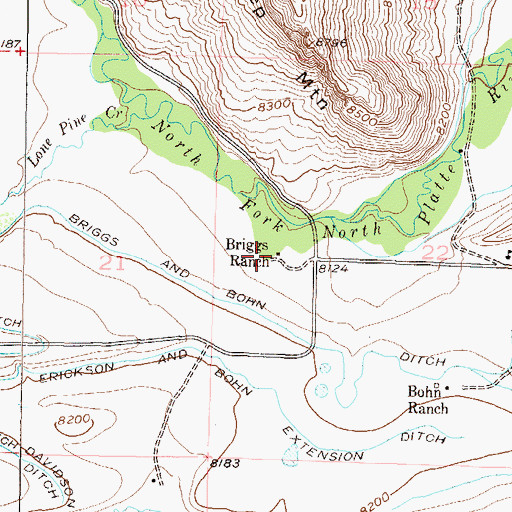 Topographic Map of Briggs Ranch, CO