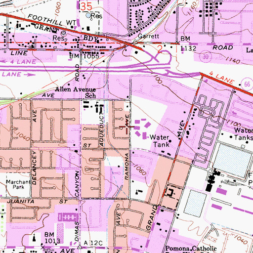 Topographic Map of Ramona Middle School, CA