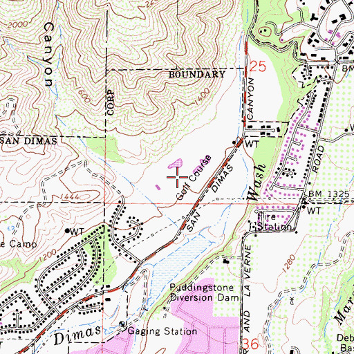 Topographic Map of San Dimas Canyon Golf Course, CA