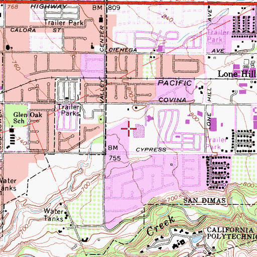 Topographic Map of San Dimas Community Hospital, CA