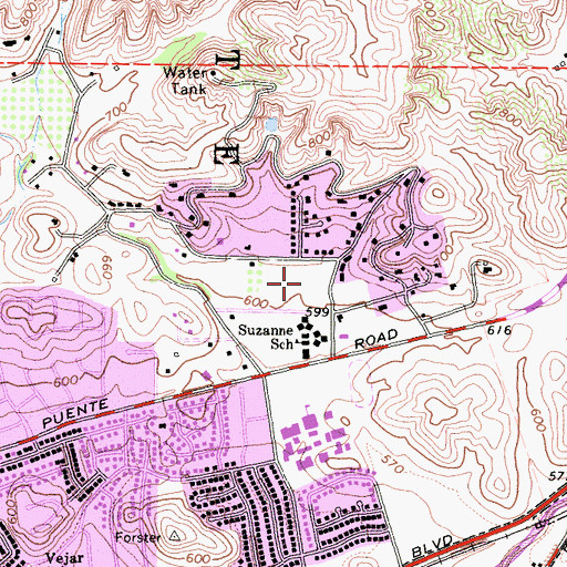 Topographic Map of Suzanne Park, CA