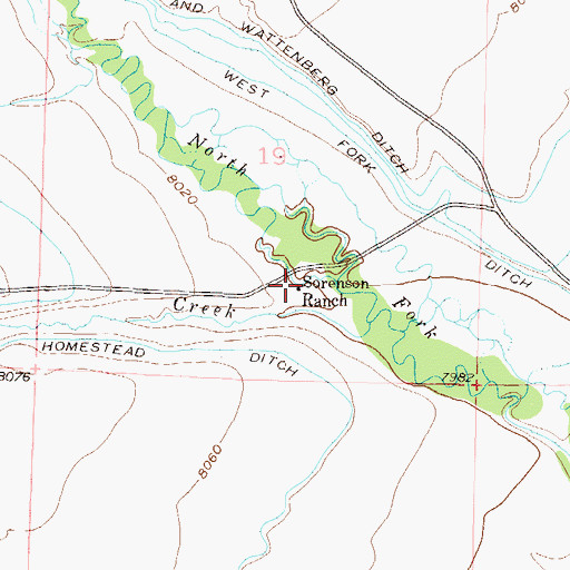 Topographic Map of Sorenson Ranch, CO