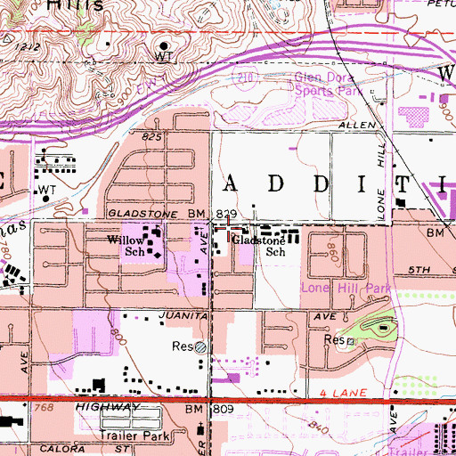 Topographic Map of Valley Christian Center Church, CA