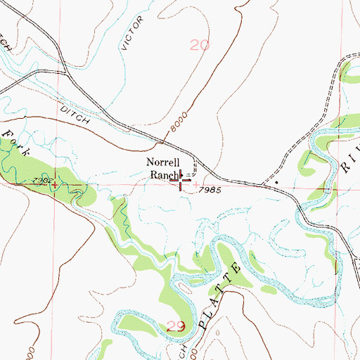 Topographic Map of Norrell Ranch, CO