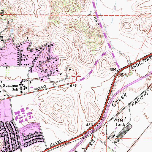 Topographic Map of Walnut Branch County of Los Angeles Public Library, CA