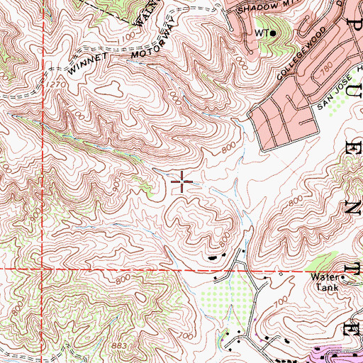Topographic Map of Walnut Ranch Park, CA