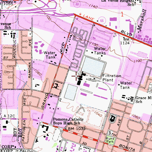 Topographic Map of Weymouth Filtration Plant, CA