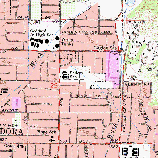 Topographic Map of Willow Springs Park, CA