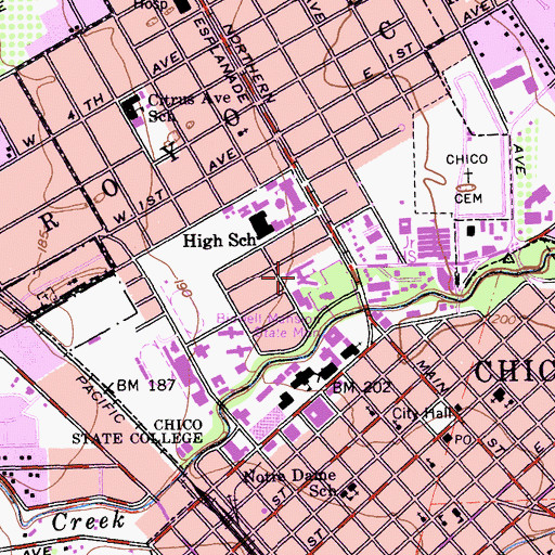 Topographic Map of Aymer Jay Hamilton Elementary School, CA