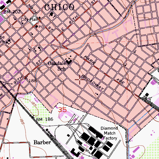 Topographic Map of Calvary Southern Baptist Church, CA