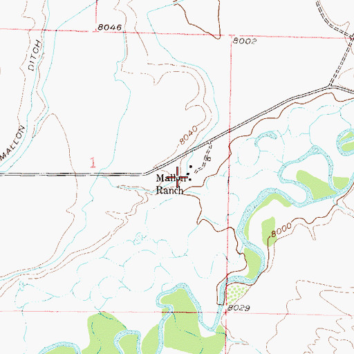 Topographic Map of Mallon Ranch, CO