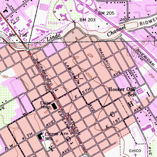 Topographic Map of Church of Christ, CA