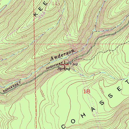 Topographic Map of Cohasset Pioneers Spring, CA