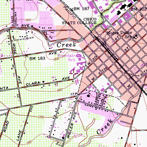 Topographic Map of Craig Hall, CA