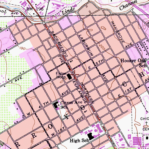 Topographic Map of Chico Fire Department Station 2, CA