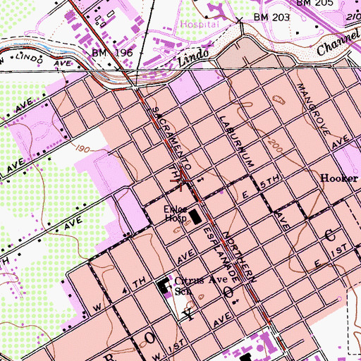 Topographic Map of Four Square Church, CA