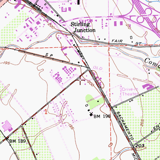 Topographic Map of Glen Oaks Memorial Park, CA