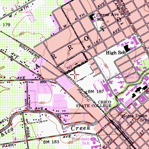 Topographic Map of Mechoopda Indian Rancheria (historical), CA