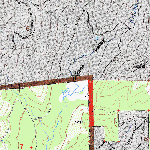 Topographic Map of Millers Meadow, CA