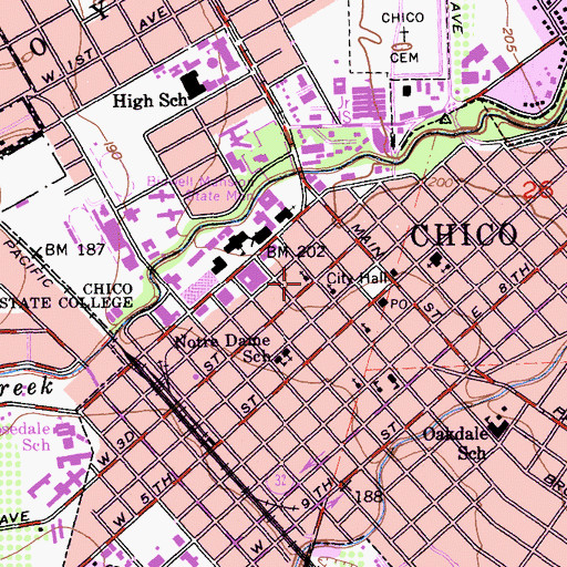 Topographic Map of Saint Johns Episcopal Church, CA