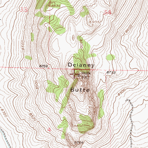 Topographic Map of Delaney Butte, CO
