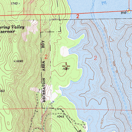 Topographic Map of Bloomer Primitive Recreation Area, CA