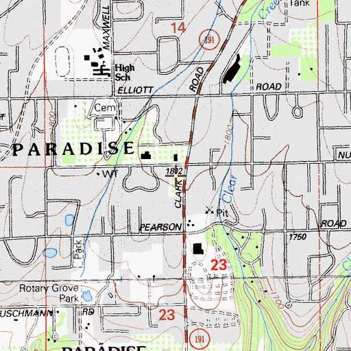 Topographic Map of Calvary Baptist Church, CA