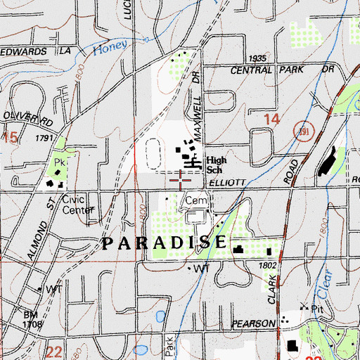 Topographic Map of First Assembly of God Church, CA
