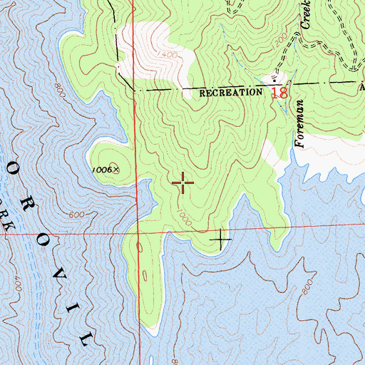 Topographic Map of Foreman Creek Recreation Area, CA