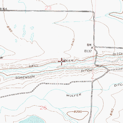 Topographic Map of Hell Creek Ditch, CO