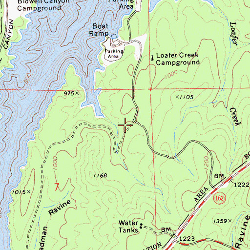 Topographic Map of Loafer Creek Recreation Area, CA