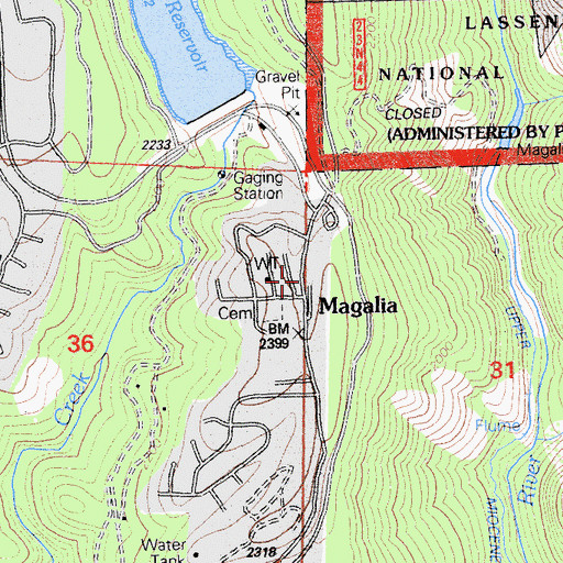 Topographic Map of Magalia Community Church, CA