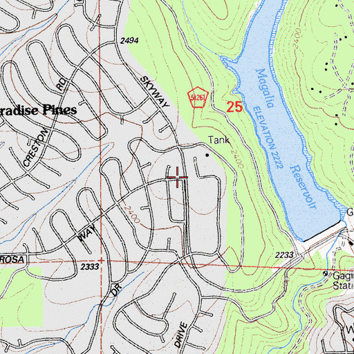 Topographic Map of Magalia Post Office, CA