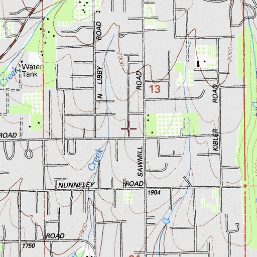 Topographic Map of Paradise Community Church of the Brethren, CA