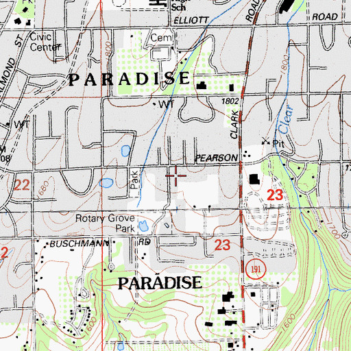Topographic Map of Paradise Elementary School, CA