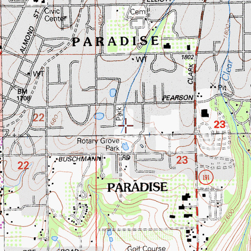 Topographic Map of Paradise Intermediate School, CA