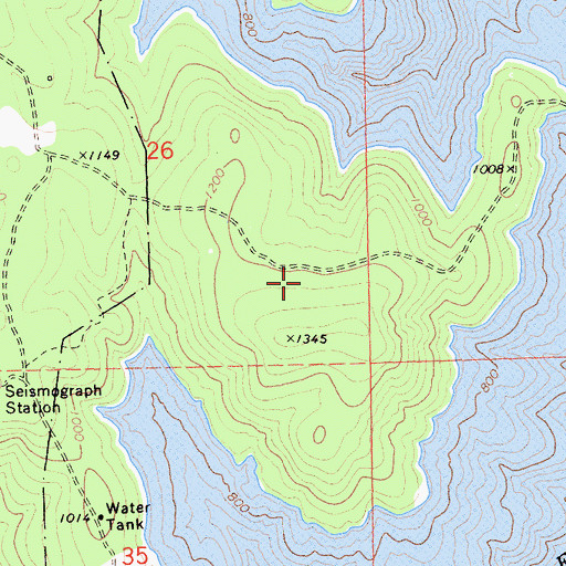 Topographic Map of Potters Ravine Recreation Area, CA