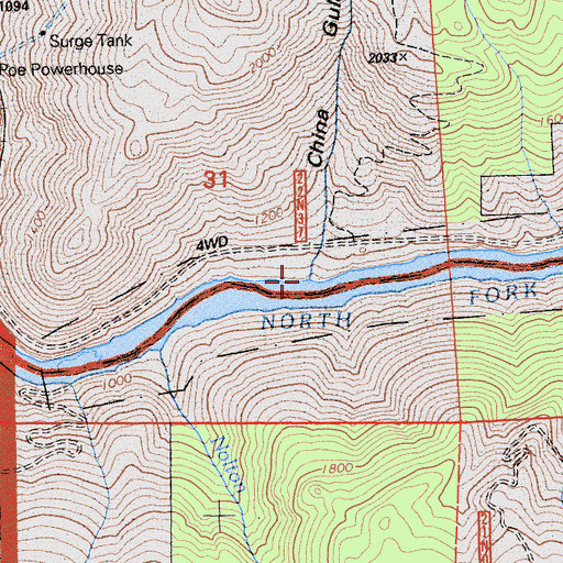 Topographic Map of Rock Creek, CA