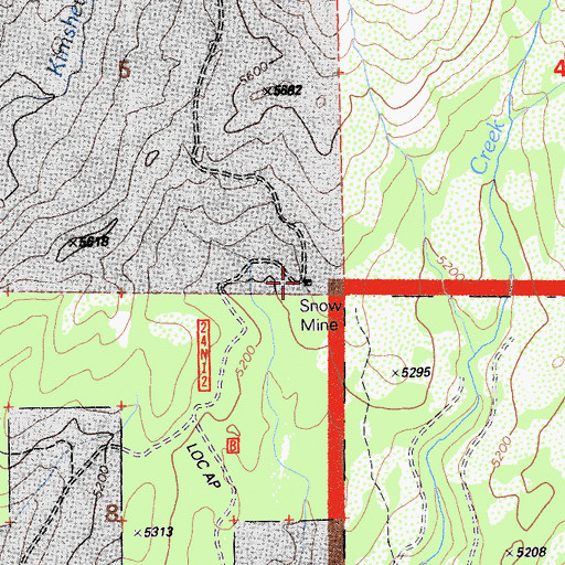 Topographic Map of Snow Mine, CA