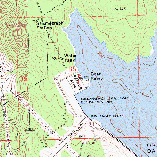 Topographic Map of Spillway Boat Ramp, CA
