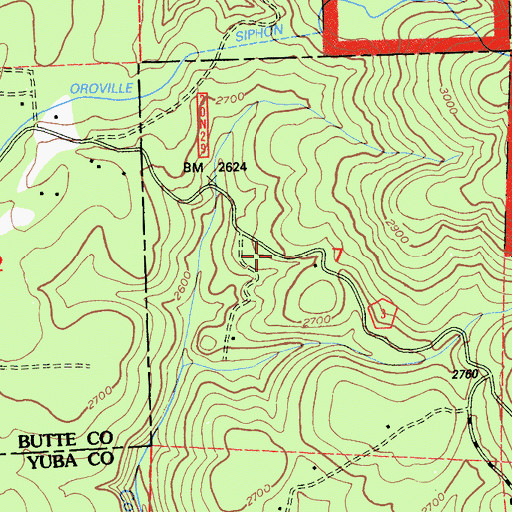 Topographic Map of Lasslys (historical), CA