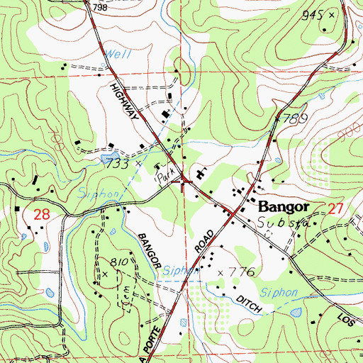 Topographic Map of Bangor Elementary School, CA