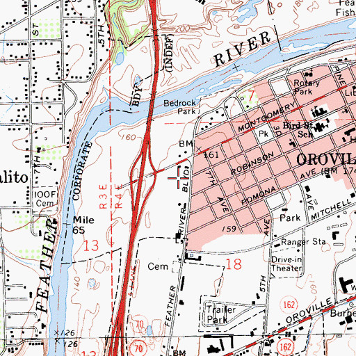 Topographic Map of Church of Christ, CA