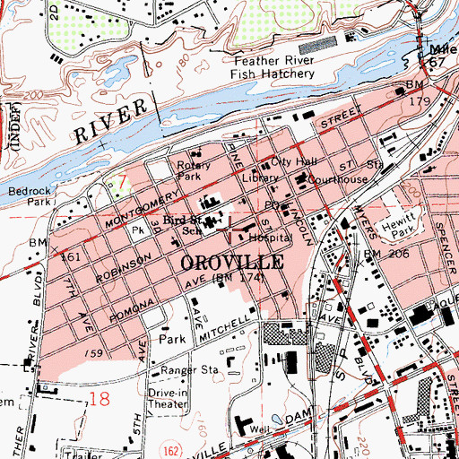 Topographic Map of Curran Hospital, CA
