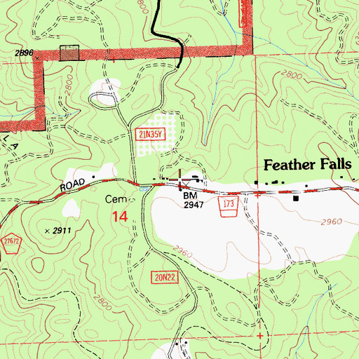 Topographic Map of Feather Falls Elementary School, CA